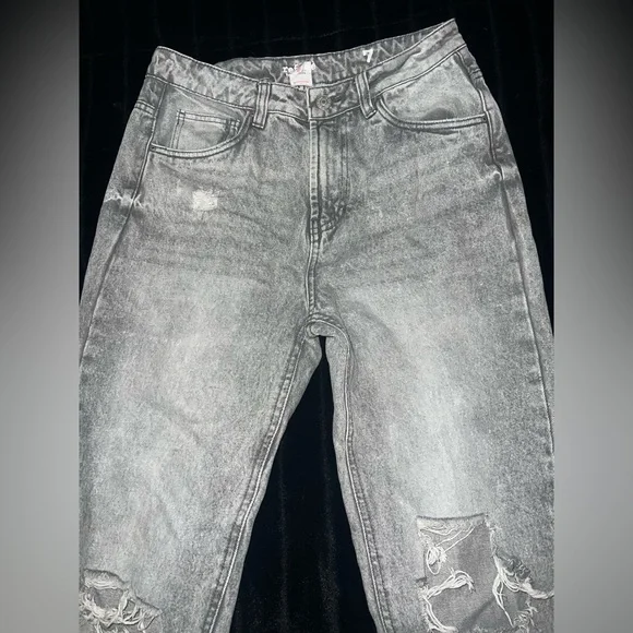 Gray Distressed Jeans - Picture 2 of 6